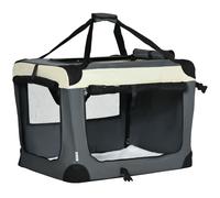 Pawhut 70Cm Foldable Pet Carrier Bag Soft Travel Dog Crate For Small Dogs Grey