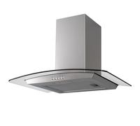 70cm Glass Stainless Steel Chimney Cooker Hood Extractor Fan SIA Silver One Size