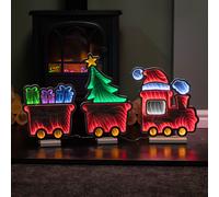 70cm Infinity Train with Carriages on Wood Base and Multi-Coloured LEDs