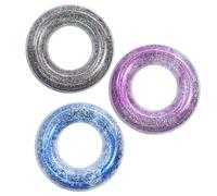 70cm Inflatable Swimming Ring Pool Rubber Rings for Kids,3Pcs Blue Rose Color Sequin Inflatables Swim Rings Pool Float,Inflatable Pools Ring Toy Water Floaties for Kid Girls Boys Summer Beach Party