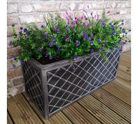 70cm Lazio Grey Plastic Pewter Effect Garden Patio Plant Pot Planter
