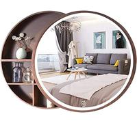 70cm LED Round Wall-Mounted Bathroom Mirror Cabinet Anti-Fog Solid Wood Vanity Storage with Light Black Walnut Finish Modern Design for Stylish Bathrooms