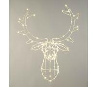 70cm Metal Reindeer Head with 120 Warm White Twinkling LEDs - Wall-Mount Christmas Deer Stag Decor
