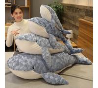(70cm, One size) 50-110cm Giant Size Whale Plush Toy Blue Sea Animals Stuffed Toy Huggable Shark Soft Animal Pillow Kids Gift