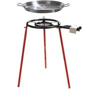 70cm Polished Steel Paella Pan Set with 40cm Triple Ring Burner,Tripod,Regulator,and 1.5m Hose