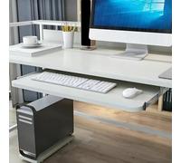 70cm Pull-Out White Keyboard Tray - Space-Saving & Wooden Stand for Home Office - Support & Easy Access