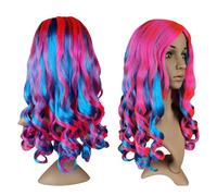 70cm Rainbow Wigs for Women, Long Colourful Cosplay Wig for Descendants 3 Theme Costumes, Funny Fancy Dress Hair for Halloween and Festival Parties