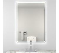 70cm Rectangular (Rounded) LED Bathroom Mirror with Bluetooth Speakers Clifton Natural One Size