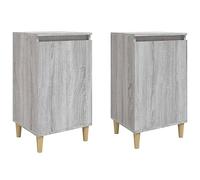 70cm Tall Bedside Cabinet, 2-Pack Narrow Nightstand with Door & Raised Legs, Modern End Table for Bedroom, Living Room, Sofa, Hall - Brown & Oak Finish (40x35x70 cm)