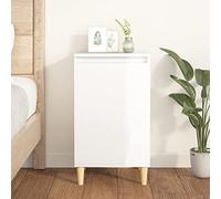 70cm Tall White Gloss Bedside Cabinet, Narrow End Table with Door & Raised Legs for Bedroom, Living Room, Sofa Couch, Modern Storage Solution 40x35x70 cm