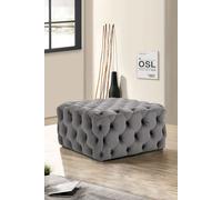 70cm W Grey Velvet Buttoned Tufted Square Footstool Coffee Table Living and Home Grey One Size