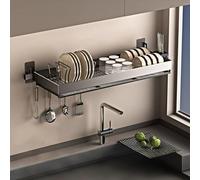 70cm Wall-Mounted Stainless Steel Dish Drainer with Drip Tray - Space-Saving 1/2 Tier Kitchen Rack for Plates, Bowls, Mugs, and Utensils - Modern, Durable, Efficient