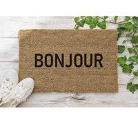 70cm x 40cm BONJOUR Printed Internal Coir Mat, Door Mat Stencilled
