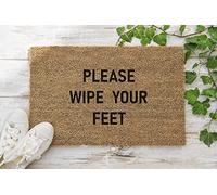 70cm x 40cm PLEASE WIPE YOUR FEET Printed Internal Coir Mat, Door Mat Stencilled