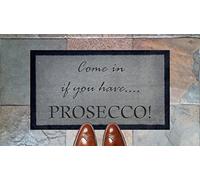 70cm x 40cm Washable Door Mat COME IN YOU HAVE PROSECCO by ARTISAN KISS (Light Grey)