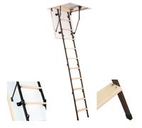 70cm x 80cm Mini 4 Section Folding Wooden Metal Loft Ladder Attic Loft Stairs