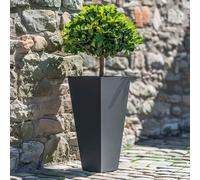 70cm Zinc Matte Grey Tall Flared Tapered Square Planter Woven Wood Grey One Size