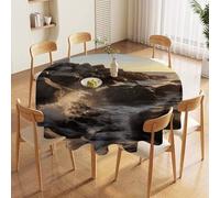 70in Round Tablecloth Stain & Heat Resistant Polyester | Wrinkle Free Washable Lighthouse Rocks Seaside Table Cover for 5 to 6 Foot Tables Dining Kitchen Party Picnic Buffet Wedding Farmhouse Decor