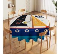 70in Round Tablecloth Stain & Heat Resistant Polyester | Wrinkle Free Washable Nautical Sailing Pirate Table Cover for 5 to 6 Foot Tables Dining Kitchen Party Picnic Buffet Wedding Farmhouse Decor