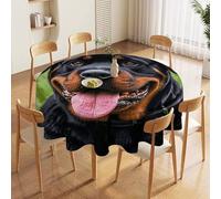 70in Round Tablecloth Stain & Heat Resistant Polyester | Wrinkle Free Washable Rottweiler Wallpaper Table Cover for 5 to 6 Foot Tables Dining Kitchen Party Picnic Buffet Wedding Farmhouse Decor