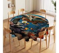 70in Round Tablecloth Stain & Heat Resistant Polyester | Wrinkle Free Washable Sea Turtles Diamond Painting Table Cover for 5 to 6 Foot Tables Dining Kitchen Party Picnic Buffet Wedding Farmhouse D