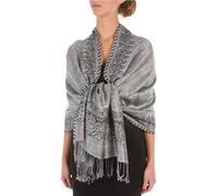70inch x 28inch Border Pattern Double Layer Woven Pashmina Feel Shawl / Wrap / Stole - Black White(Size: One Size)