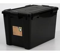 70L Black Weathertight Airtight Plastic Storage Box | Extra large 70L black airtight storage box. Hermetically sealed lid protects damp area dry storage in garage