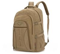 70L Canvas Backpack Travel Rucksack for Men Women Large Bag for Outdoor Camping Hiking Casual Daily Laptop Pack Unisex Schoolbag (Khaki)