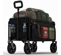 70L Foldable Wagon - Heavy Duty Collapsible Cart - Beach Trolley on Wheels All Terrain - Camping Garden Transporter - Large Capacity Folding Utility Pull Along Outdoor Car Boot