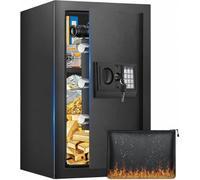 70L Large Safe Box with Digital Keypad & Spare Keys and Smart Alarm, Home Safe with Fireproof Bag, Removable Shelf and Wall/Floor Mount, Money Safes for Home Office and Document, 35W × 31D × 50H