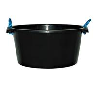 70L Litre Black Bucket With Blue Rope Handle Heavy Duty Plaster Cement Mixing Storage Muck Water Tub Animal Feeding Bucket - Made In UK