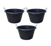 70L Litre (Black) Extra Large Heavy Duty Plasterer Mixing Cement Bucket Multipurpose Water Storage Tub Builders Bucket for Building Construction, Garden Planting Pot - Blue Rope Handle (3)