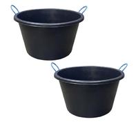 70L Litre (Black) Extra Large Heavy Duty Plasterer Mixing Cement Bucket Multipurpose Water Storage Tub Builders Bucket for Building Construction, Garden Planting Pot - Blue Rope Handle (2)