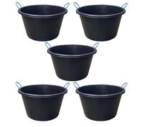 70L Litre (Black) Extra Large Heavy Duty Plasterer Mixing Cement Bucket Multipurpose Water Storage Tub Builders Bucket for Building Construction, Garden Planting Pot - Blue Rope Handle (5)