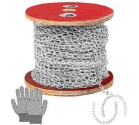 70m/230ft Jack Chain with Spool, 6 mm Wide Galvanised Steel Hanging Chain | 29 lb Metal Link Chain with Non-Slip Gloves for Hanging Plants, Bird Feeders, Lights, Signs and DIY Projects