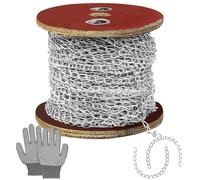 70m Galvanised Jack Chain, 6mm Link Width Hanging Chain with Spool, Gloves | Smooth Links with Clasp, 230ft Metal Link Chain for Hanging Baskets, Lights, Bird Feeders, Signs and DIY Projects