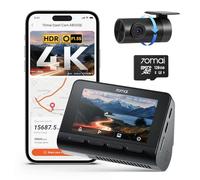 70mai A800SE Dash Cam Front and Rear 4K UHD+1080P with GPS WiFi, Dual Car Camera with 128GB SD Card, F1.55 Aperture HDR, Night Vision, ADAS, 3 "IPS, 24/7 Parking Monitoring, Supports 512 GB Max
