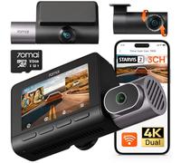 70mai Dash Cam 4K T800 3-Channel 2160P+2160P+1080P Front and Rear Inside, 3 HDR Dual STARVIS 2 Car Camera, Night Vision, Voice Control, Support 4G LTE, Motion Detection, Parking Mode, 512GB SD Card