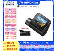 70mai Dash Cam A200 with 1080P 60FPS & Dual-Channel Supported,HDR,24H Smart Parking Surveillance,Time-Lapse Recording,APP Control