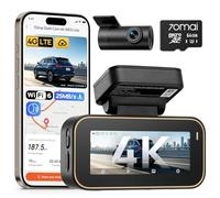 70mai Dash Cam Front and Rear 4K A810 Lite, 5Ghz WiFi 6 Dashcam, Support 4G LTE Remote Access, GPS Tracking, HDR Night Vision, 24H Parking Mode, Voice Control, Emergency Lock, Loop Recording