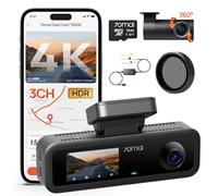【70mai Dash Cam T800E + 64GB SD Card + UP06 + CPL】70mai T800E 4K 3 Channel Dash Cam, 4K+1080P+1080P Triple Car Camera with Voice Control, HDR, Night Vision, Parking Mode, F1.55, GPS, Supercapacitor