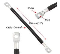70mm² 485A Copper Battery Lead Power Strap Earth Bond Lead Cable M10 Positive/Negative