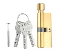70mm Anti-Theft Door Lock Cylinder with 3 Keys, Aluminum Alloy Security Lock Heart for Entry Doors, European Cylinder with Thumb Turn Op(Gold)