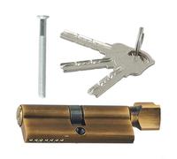 70mm Anti-Theft Door Lock Cylinder with 3 Keys, Aluminum Alloy Security Lock Heart for Entry Doors, European Cylinder with Thumb Turn Op(Yellow Bronze)