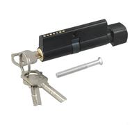 70mm Anti-Theft Door Lock Cylinder with 3 Keys, Aluminum Alloy Security Lock Heart for Entry Doors, European Cylinder with Thumb Turn Op(Black)