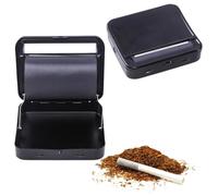 70mm Automatic Cigarette Roller Machine,Premium Alloy Metal Tobacco Rolling Tin with Storage Case, Portable Smoking Accessory Gift for Men (Black)