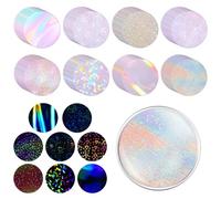 70mm Badge Protective Film, 200 Pcs 8 Style Holographic Sticker Paper Button Pin Maker Glitter Badge Film Cover Supplies for 2.25 Inch/58mm Button Maker Machine