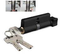 70mm Euro Profile Lock Cylinder for Indoor Wooden Doors, Zinc Alloy 6-Pin Security Cylinder with 3 Keys, Black Finish