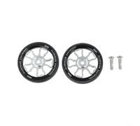 70mm Folding Bike Easy Wheels Aluminium Alloy Replacement Rollers CNC Machined Rubber Coated Lightweight for Brompton Parts(silver)