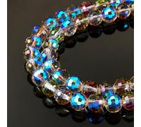 70pcs 10mm Crystal Glass Beads AB Color Faceted Rondelle Spacer Beads Sparkle Clear White Briolette Beads Bluk for Bracelets Christmas Jewelry Home Lamp Window Decor